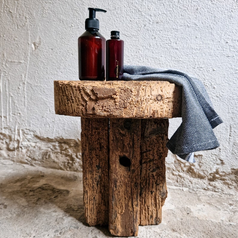 Unique Side Table, Distressed Furniture, Reclaimed Wood Side Stool