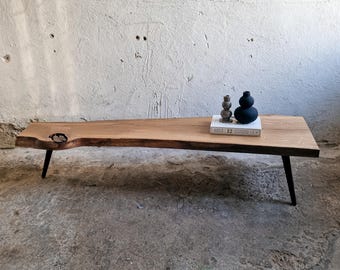 Live Edge Wood Slab Japanese Coffee Table, Japanese Furniture, Reclaimed Wood Low Coffee Table, Wabi Sabi Coffee Table, Industrial Furniture