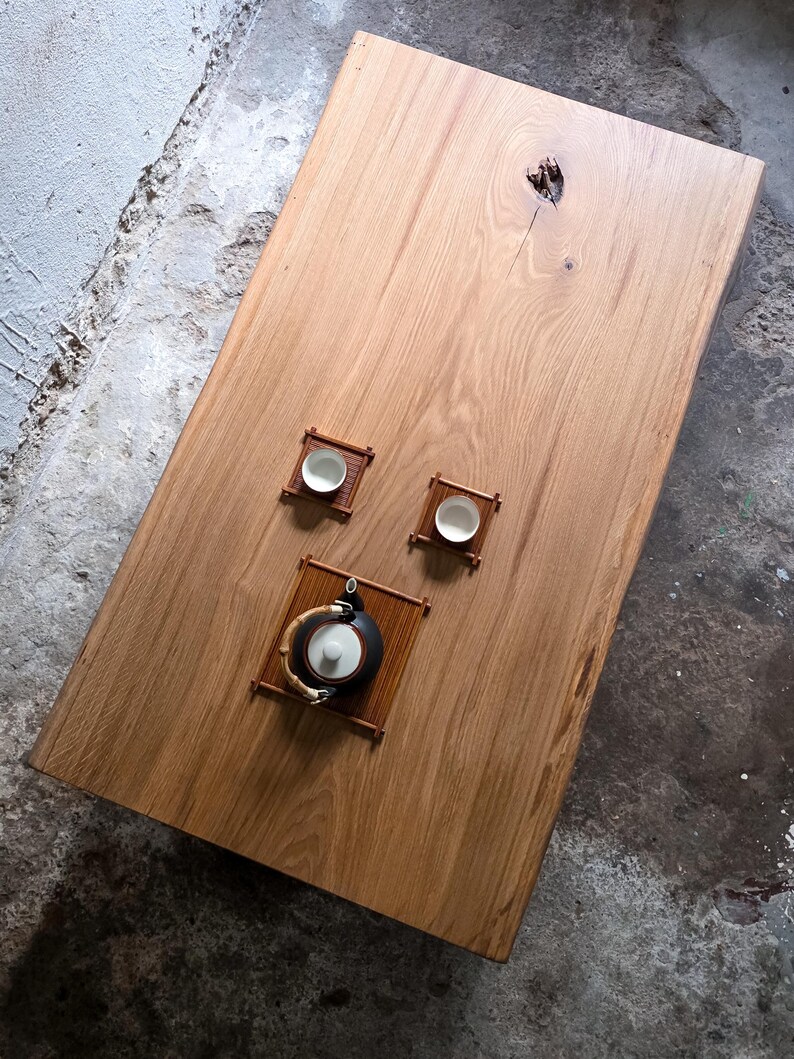 Low Coffee Table, Japanese Style Coffee Table, Japandi Furniture, Reclaimed Wood Oak Coffee Table, Wood Slab Coffee Table, Solid Wood Table