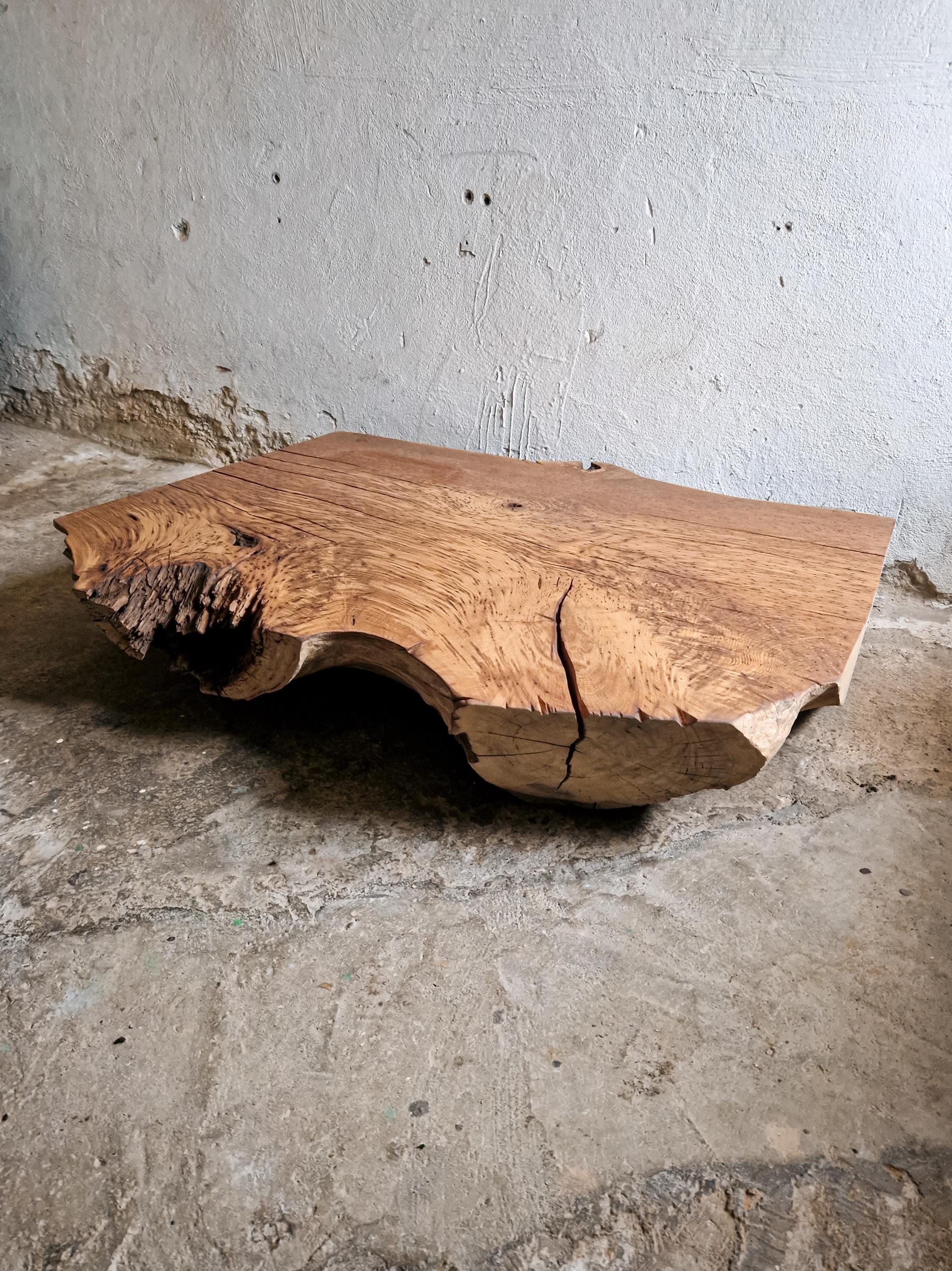 Reclaimed Wood Oak Coffee Table, Wabi Sabi Coffee Table, Natural Livingroom Decoration, Japanese Style Coffee Table, Japandi Furniture