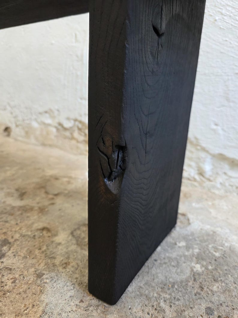 Console Table Wabi Sabi Black Bench Japanese Solid Wood Furniture Wood Slab Bench Industrial Reclaimed Wood Bench Modern Home Bench Narrow