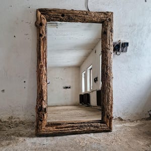 Distressed Furniture, Wabi Sabi Floor Mirror, Extra Large Ground Mirror, Reclaimed Wood Oversized Mirror, Industrial Full Lenght Mirror