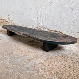 Low Console Table Decorative Wabi Sabi Black Bench Japanese Solid Wood Furniture Low Wood Slab Bench Industrial Reclaimed Wood Bench