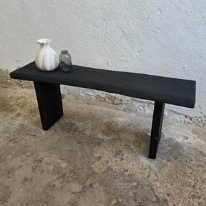 Console Table Wabi Sabi Black Bench Japanese Solid Wood Furniture Wood Slab Bench Industrial Reclaimed Wood Bench Modern Home Bench Narrow