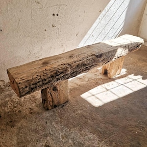Antique Beam Bench Rustic Bench Wabi Sabi Furniture Reclaimed Wood Bench Organic Home Decor Industrial Style Bench Handmade Wooden Bench