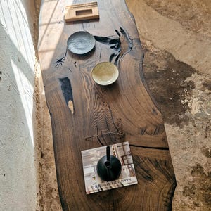 Live Edge Wood Slab Japanese Dining Table Japanese Furniture Reclaimed Wood Coffee Table Wabi Sabi Table Industrial Furniture Modern Home