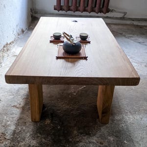 Low Coffee Table, Japanese Style Coffee Table, Japandi Furniture, Reclaimed Wood Oak Coffee Table, Wood Slab Coffee Table, Solid Wood Table