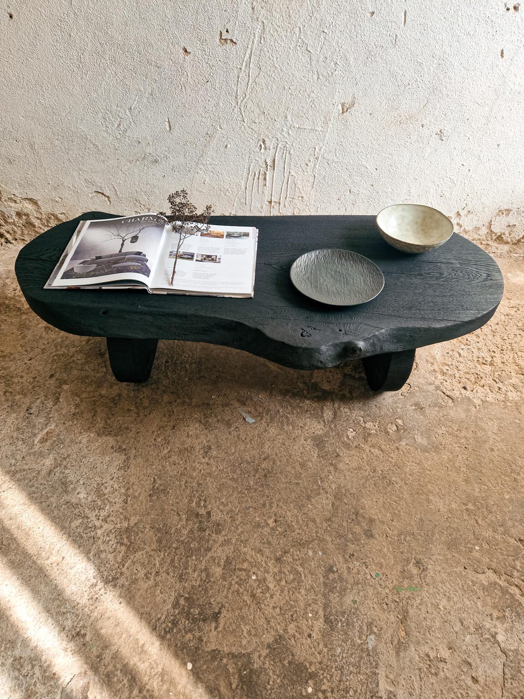wabi様 Wabi Sabi Coffee Table, Japanese Low Coffee Table, Solid Wood