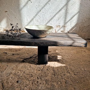 Low Console Table Decorative Wabi Sabi Black Bench Japanese Solid Wood Furniture Low Wood Slab Bench Industrial Reclaimed Wood Bench