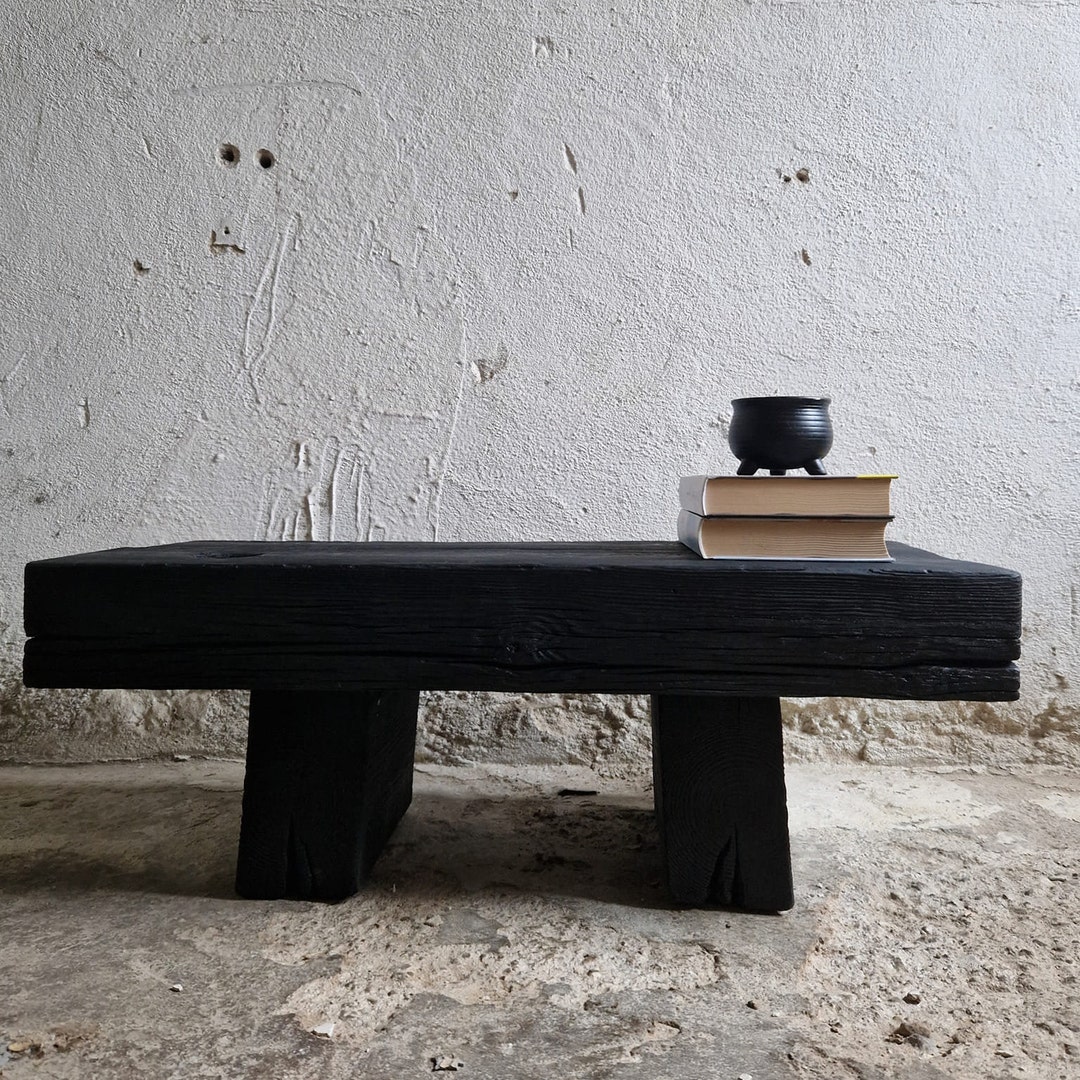 Japanese Solid Wood Furniture Low Wood Slab Bench Small Wabi Etsy