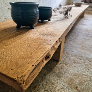 Low Console Table Decorative Wabi Sabi Bench Japanese Solid Wood Furniture Low Wood Slab Bench Industrial Reclaimed Wood Bench Rustic Home