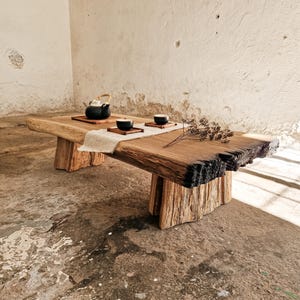 Meditation Table Wabi Sabi Decor Rustic Tea Table Cha Dao Tea Table Zen Furniture Tea Ritual Table Japanese Table Low Tea Ceremony Table