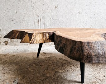 Wabi Sabi Couchtisch, Holzplatten-Couchtisch, Industriemöbel, moderner Heim-Couchtisch, Live Edge, japanischer Couchtisch aus recyceltem Holz