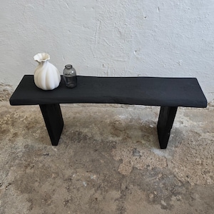 Console Table Wabi Sabi Black Bench Japanese Solid Wood Furniture Wood Slab Bench Industrial Reclaimed Wood Bench Modern Home Bench Narrow