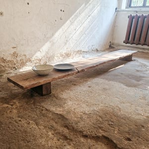 Low Console Table Decorative Wabi Sabi Bench Japanese Solid Wood Furniture Low Wood Slab Bench Industrial Reclaimed Wood Bench Rustic
