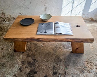 Reclaimed Oak Wood Low Coffee Table: Japanese Japandi Style