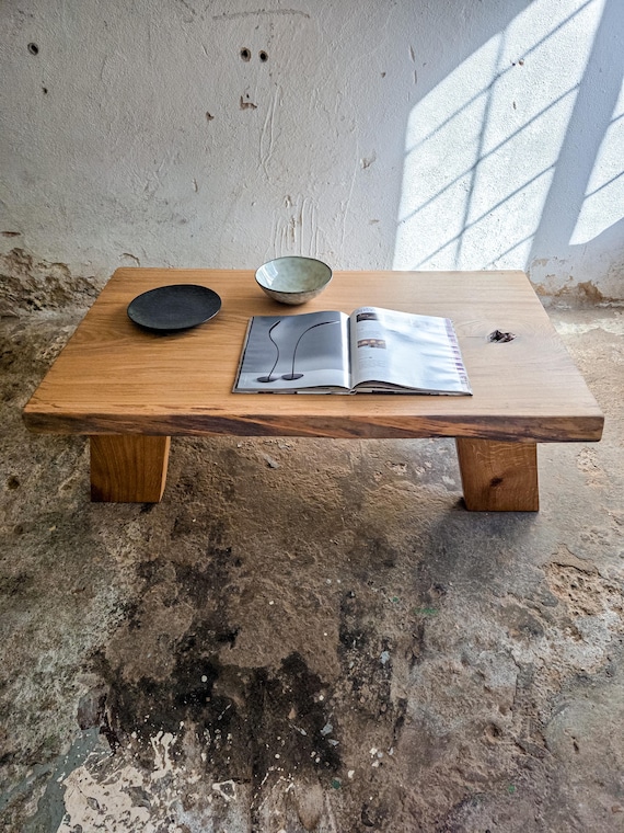 Tavolino basso in legno di quercia recuperato: stile giapponese