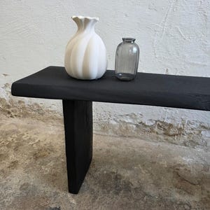 Console Table Wabi Sabi Black Bench Japanese Solid Wood Furniture Wood Slab Bench Industrial Reclaimed Wood Bench Modern Home Bench Narrow