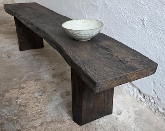 Console Table Wabi Sabi Black Bench Japanese Solid Wood Furniture Wood Slab Bench Industrial Reclaimed Wood Bench Modern Home Bench Narrow