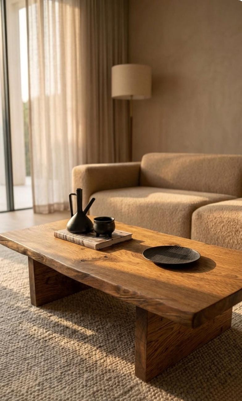 Wood Slab Japanese Coffee Table, Japanese Furniture, Low Coffee