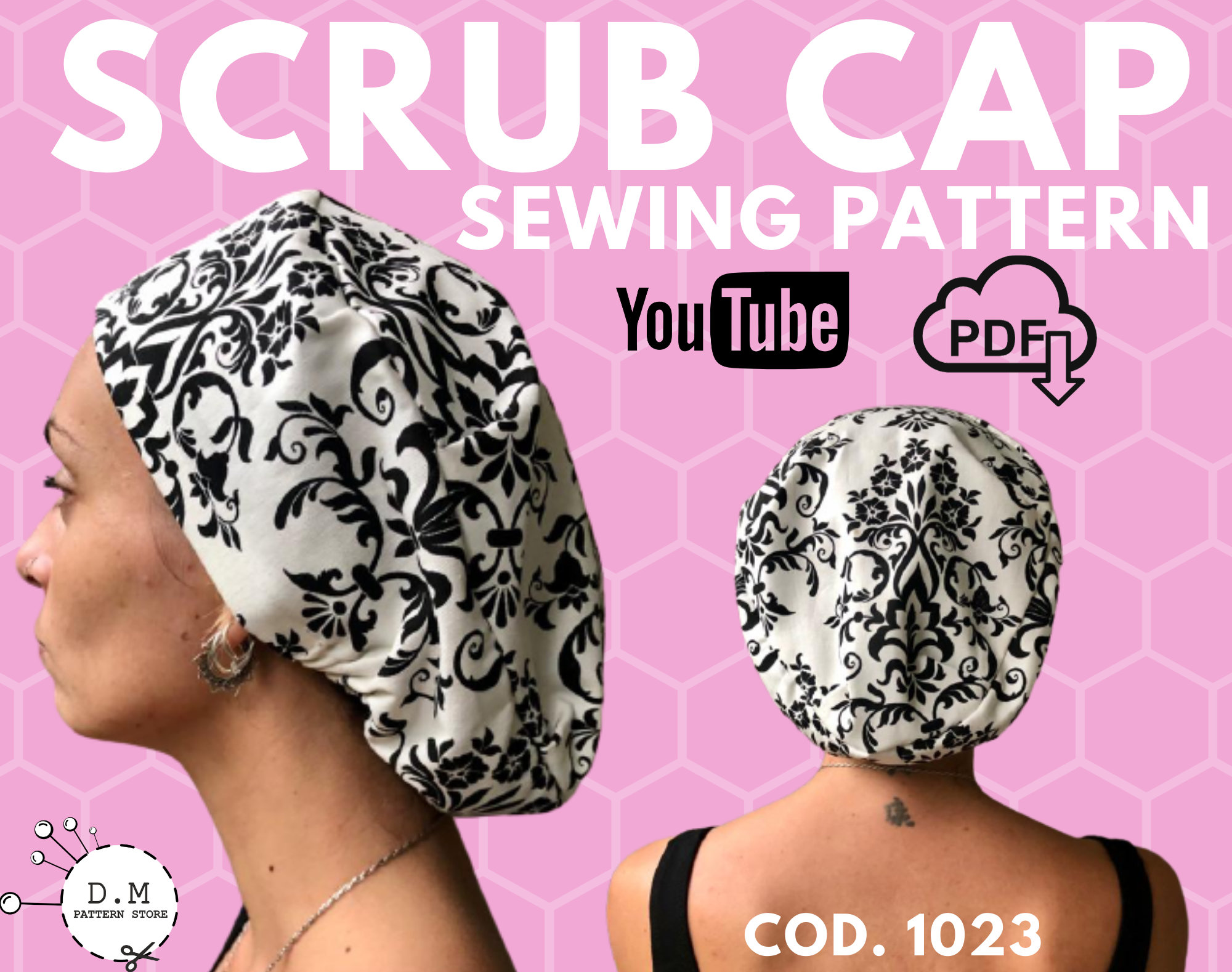 Scrub Cap Classic PDF Pattern Download, Nurse Hat, Scrub Cap Men, Capu