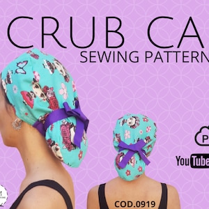 Scrub Cap pattern-Patrón de Gorra Quirúrgica- Patrón imprimible PDF- Hoja carta/A4- Video tutorial en YouTube