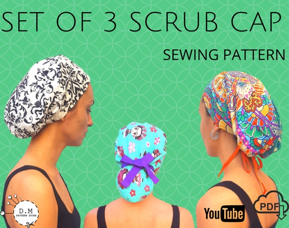 SET of 3 Scrub Cap / Sewing Patterns 