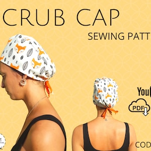 Scrub Cap pattern-Patrón de Gorra Quirúrgica- Patrón imprimible PDF- Hoja carta/A4- Video tutorial en YouTube