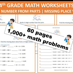 4th Grade Math Worksheets Missing Place Value Build - Etsy