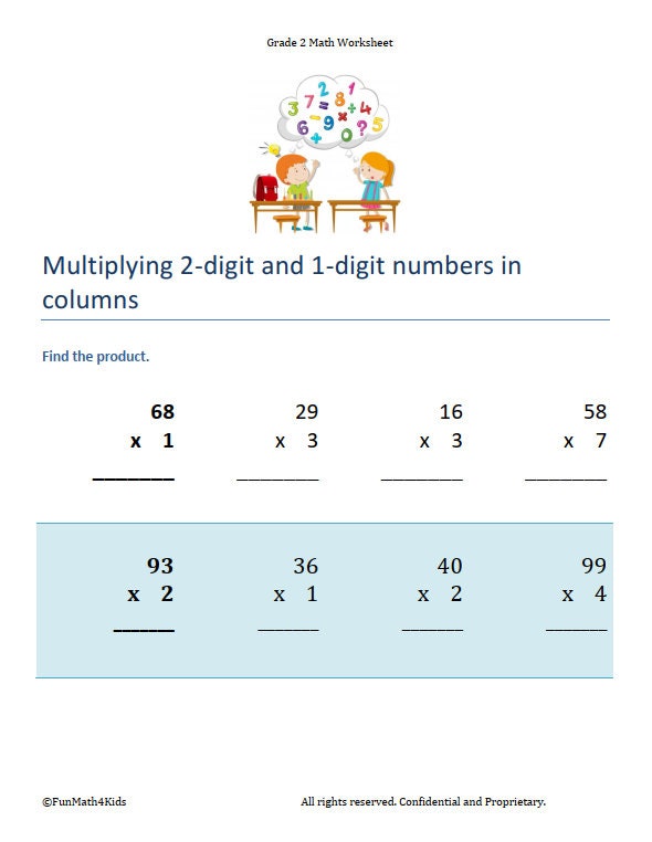 2nd Grade Math Multiplication Worksheets: 2- & 3-digit Problems ...
