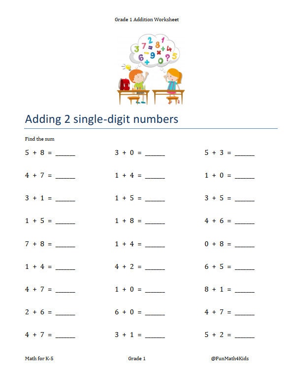 1st grade math worksheets addition 70 pages 1000 etsy