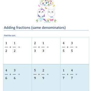 3rd Grade Math Worksheets | Fractions - Add & Subtract | Add Decimals ...