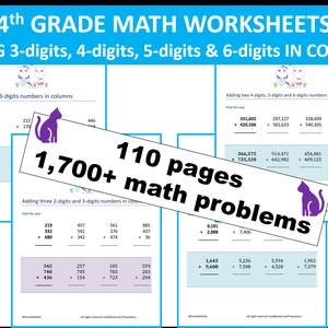 4th Grade Math Worksheets: Addition to 6 Digits (Printable PDF)