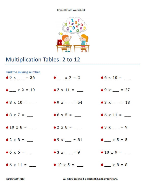 Back to school math worksheets 4th grade