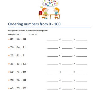 1st Grade Math Worksheets | Comparing | Ordering | 0 - 100 | 40 Pages ...