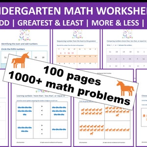 Kindergarten Math Worksheets: 100 Pages, 1000+ Problems (Printable PDF)