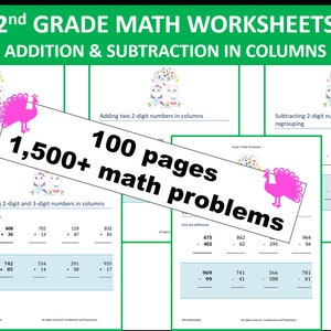 2nd Grade Math Worksheets: Addition & Subtraction (Printable PDF)