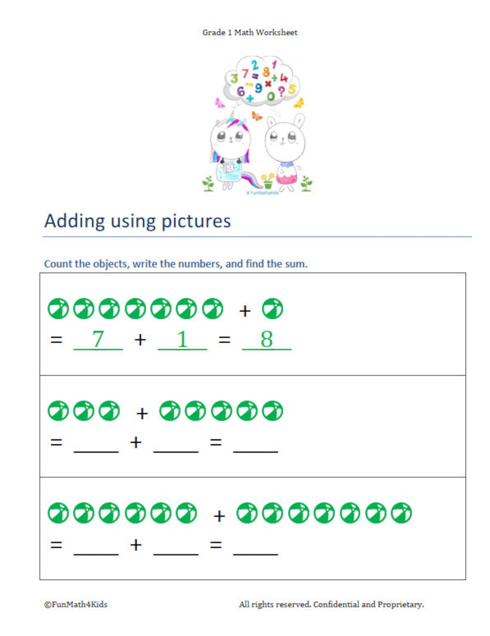 1st Grade Math Worksheets: Addition & Subtraction With Pictures ...