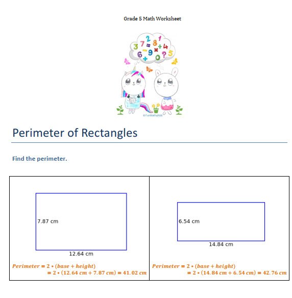 Math Worksheets For 5th Grade Area And Perimeter