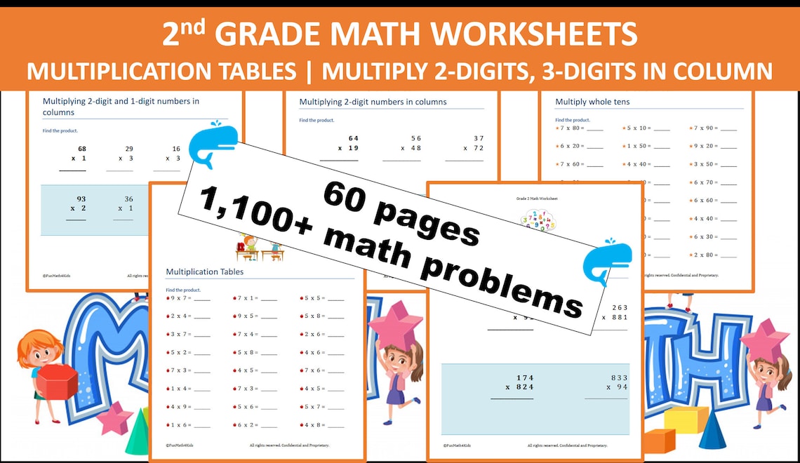 2nd Grade Math Worksheets | Multiplication Tables | 2- and 3-digits ...