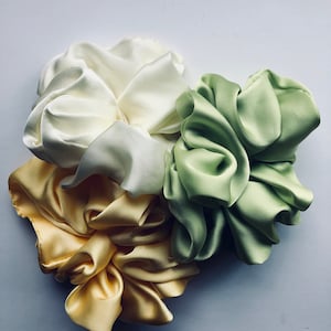 Large Silk Scrunchies, Oversized Scrunchies, Hair Ties, Lemon Lime Palette