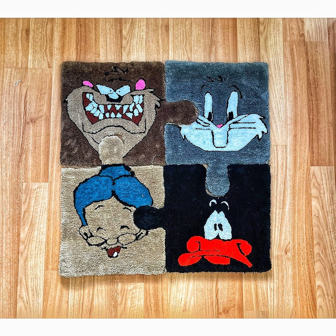 Looney Tunes Puzzle Custom Tufted Rug Bugs Bunny Carpet Etsy