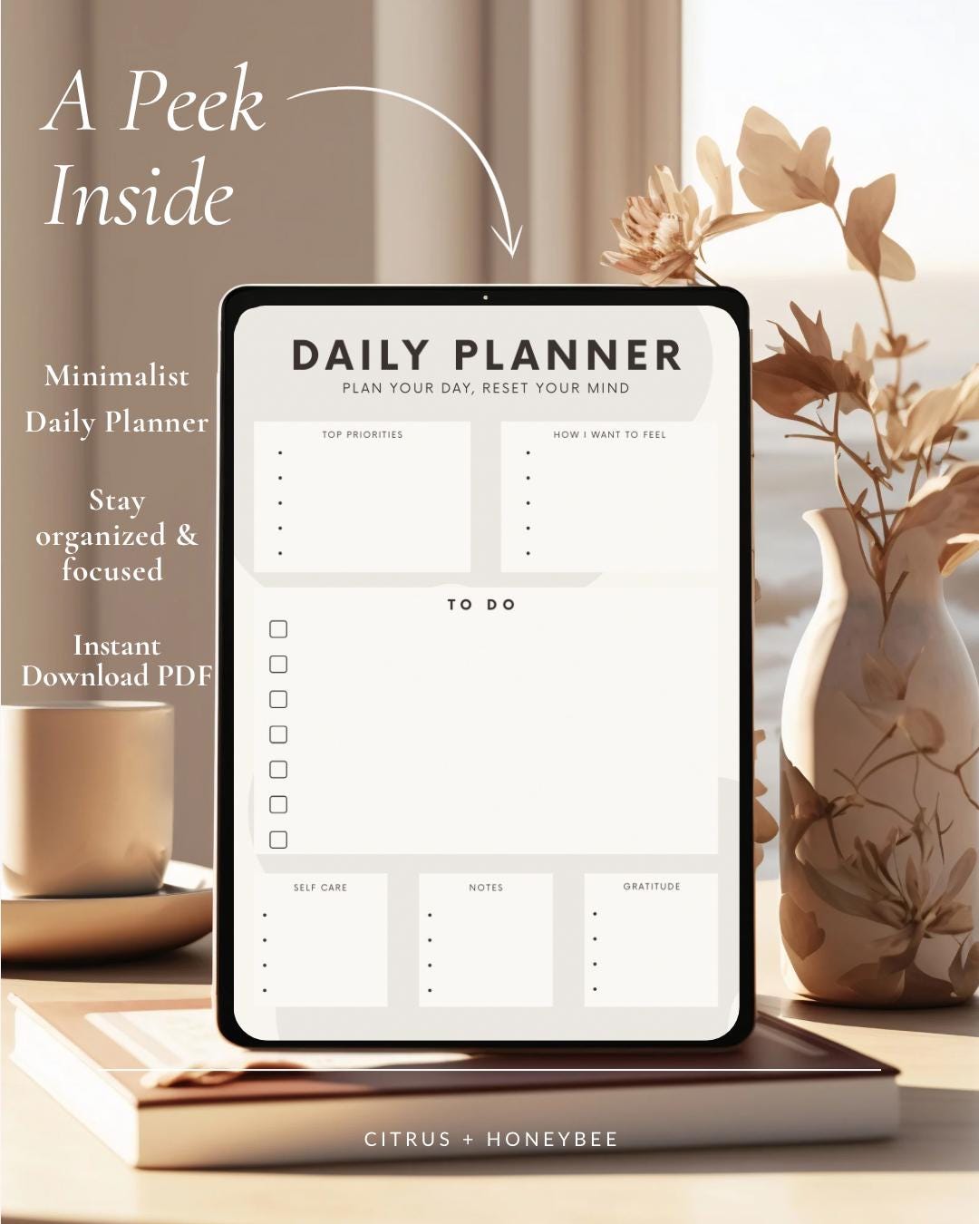 Daily Planner Printable PDF | Minimalist Daily Planner | A4 Digital ...