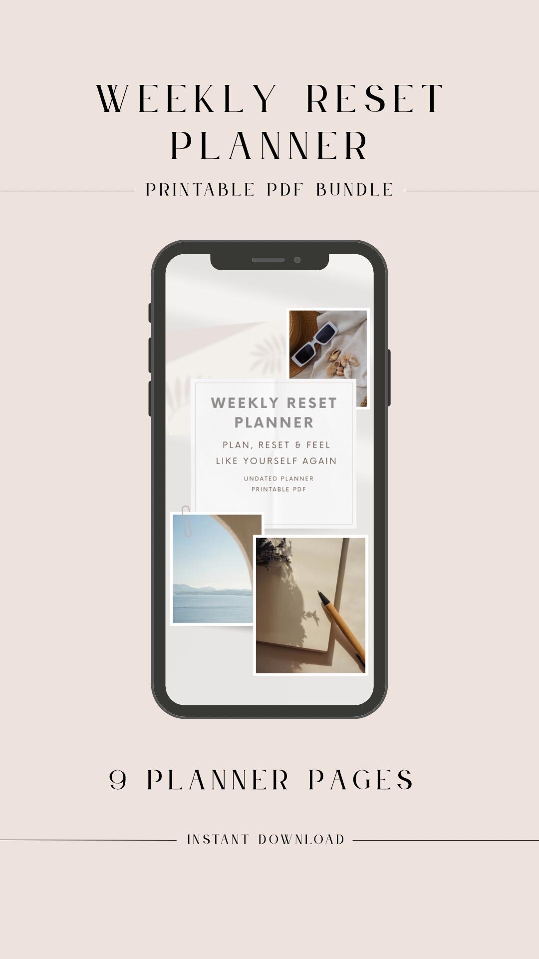 Weekly Reset Planner Printable PDF Bundle, Aesthetic Weekly Planner ...