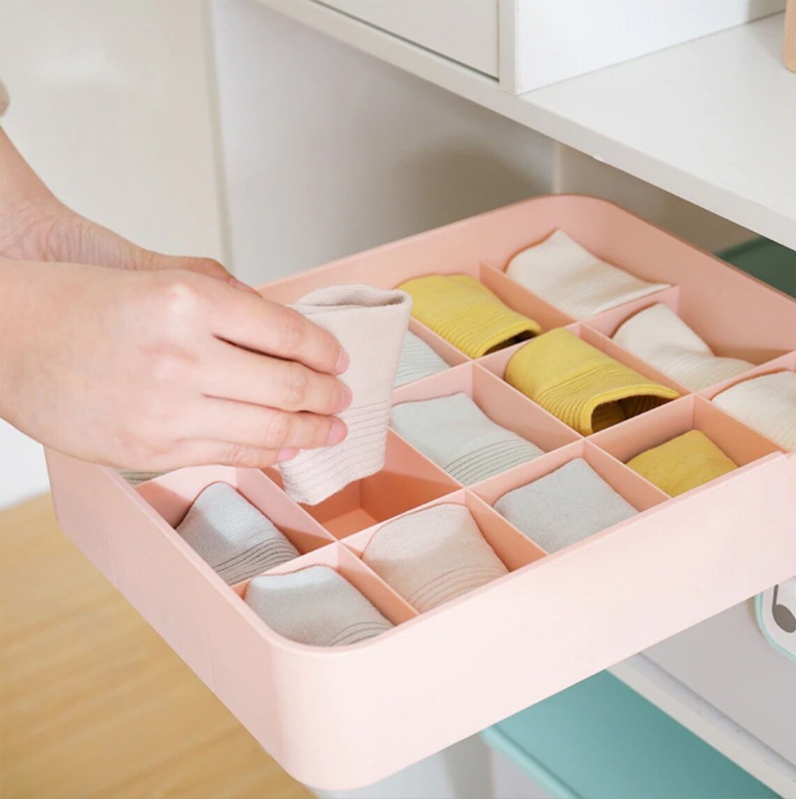 Grid Plastic Underwear Storage Box Closet Organizer bin Etsy