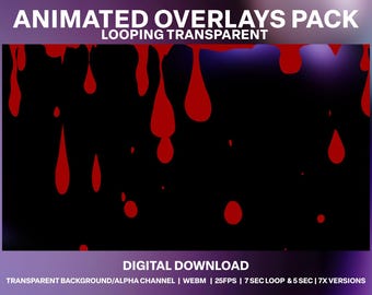 Animated Blood Drip Stream Overlays | Creepy Paint dripping Alerts | Blood Spray Grunge Streaming | Vampire Horror Streamer Decoration