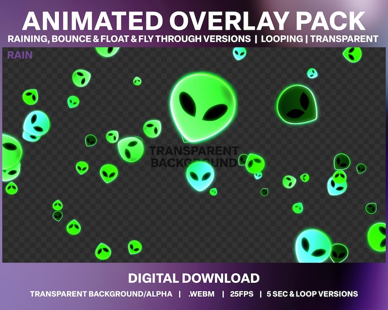 Animated Alien Stream Overlays: Fun UFO Decoration (webm Digital ...