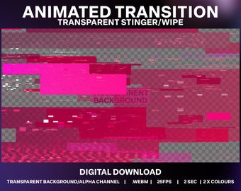 Transición de transmisión con efecto glitch cibernético neón: rosa/rojo (descarga digital)