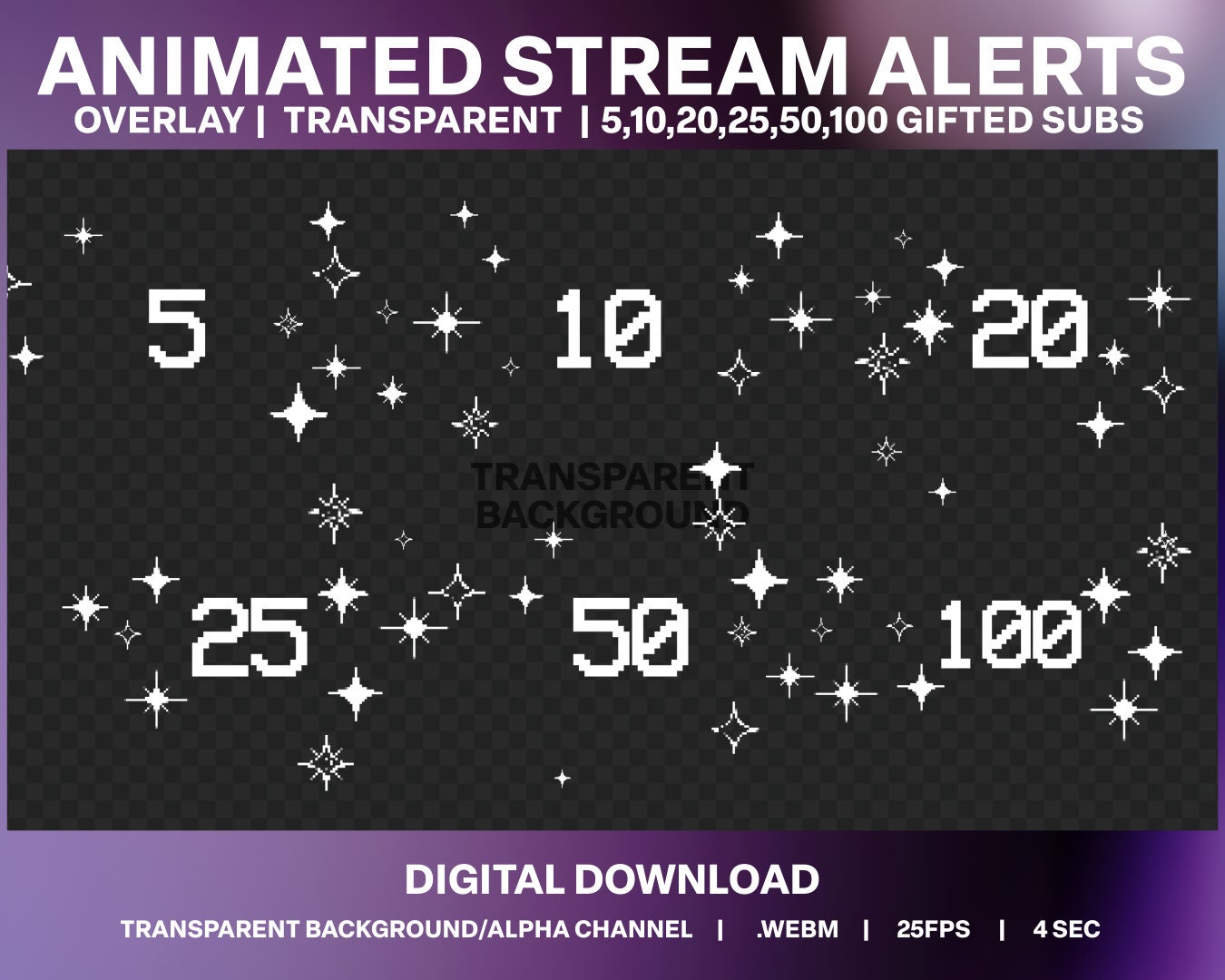 8bit Pixel Stream Alerts: Gifted Sub Overlay (digital Download) - Etsy