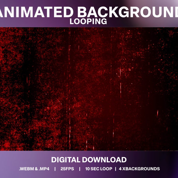 Creepy Grunge Animated Background Pack | Horror Stream Decoration | Scary Red Noise Texture | Damaged Stream Background | Dark Gothic Vtuber